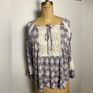 Anthropologie Porridge boho peasant top size small with lace details